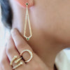 Maharlika 'Tulis' Large Drop Earrings - Yellow Gold and Emerald