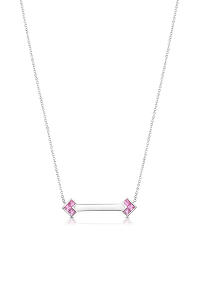 Palaso ID Necklace - White Gold and Pink Sapphire
