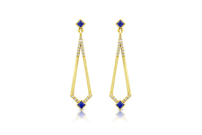Maharlika 'Tulis' Drop Earrings - Yellow Gold and Sapphire