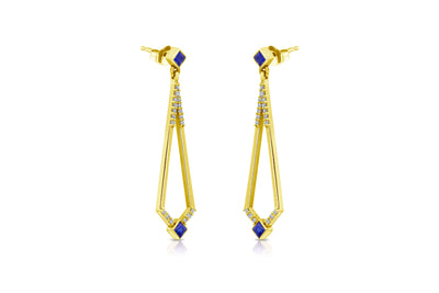 Maharlika 'Tulis' Drop Earrings - Yellow Gold and Sapphire