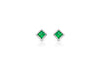 Maliit Princess Stud Earrings - White Gold and Emerald