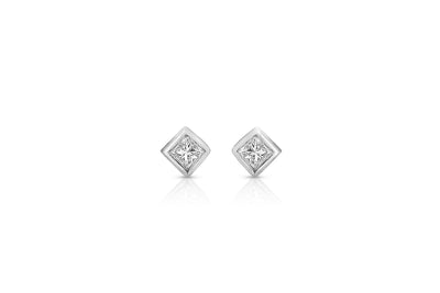 Maliit Princess Stud Earrings - White Gold and White Diamond
