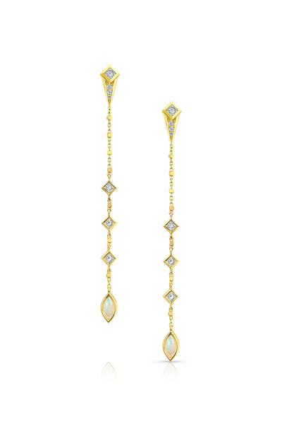 MALIIT Linear Opal and Diamond Enhancers - Yellow Gold