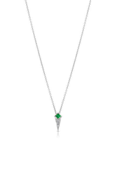 Maharlika Spike Necklace - White Gold and Emerald