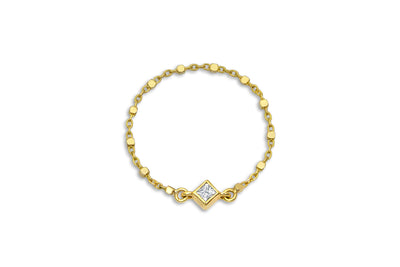 Maliit Princess Chain Ring - Yellow Gold and White Diamond