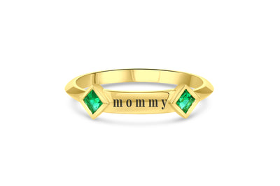Maliit ID Ring - Yellow Gold and Emerald